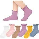 Witwot 6 Pairs Baby Girl Ruffle Crew Socks Toddler Girls Dress Sock Soft Cotton Size 6M - 7Y
