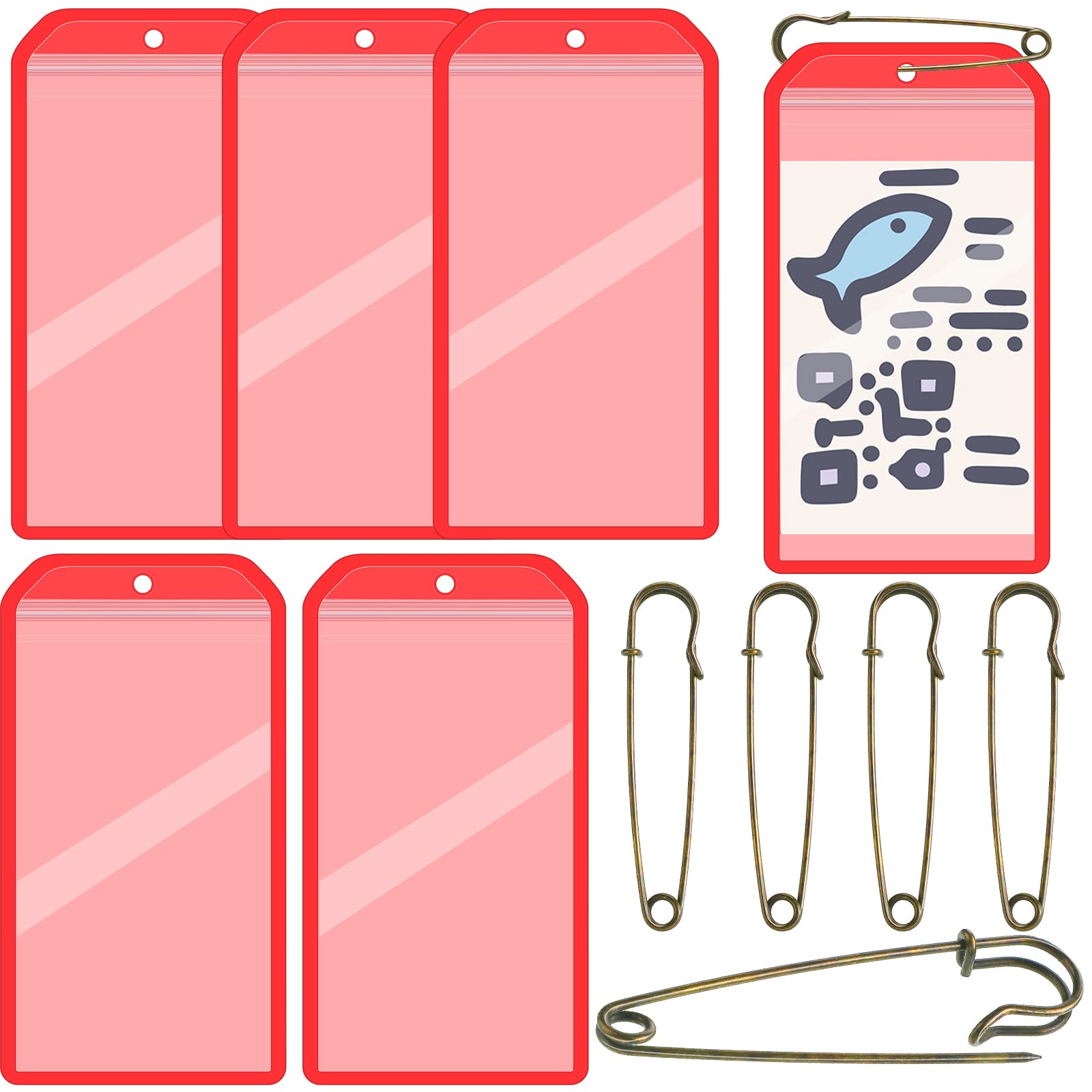 Photo 1 of Geyee 6 Pack Fishing Hunting License Holder Waterproof Fluorescent Orange ID Holder with 6 Bronze Safety Pins Heavy Duty for License Permit Protection Hunting Deer Season Supplies(Vertical)