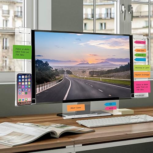 thumbnail image 2 of 3-Piece Monitor Memo Board Set With Phone Holder - Side & Bottom Screen Organizers For Desktop With Sticky Notes 2 of 13