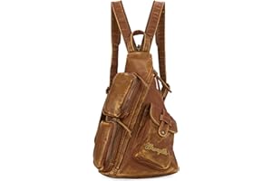 Wrangler Men's Sling Backpack Purse Crossbody Shoulder Bag with Adjustable Strap Vegan Leather Crossbody Bags for Men Women