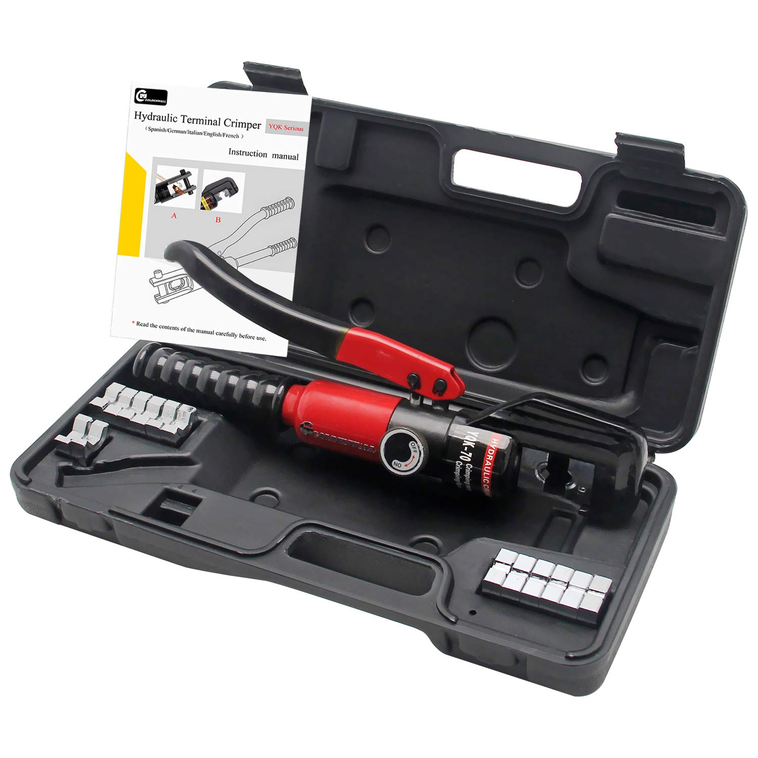 CGOLDENWALL Hydraulic Crimping Pliers YQK-70 Mechanical Crimper 6T for Copper/Aluminum/Plastic/Pex/PB with Range of 6-70m㎡