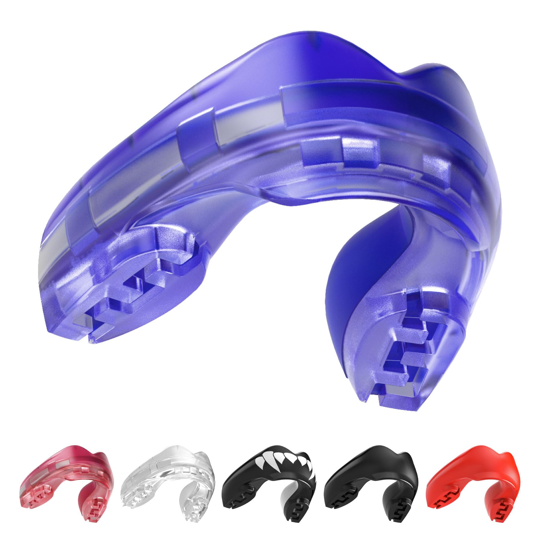 SafeJawz Mouthguard for Braces, One Size Re-mouldable Gum Shield with Case for Boxing, MMA, Rugby, Martial Arts, Judo, Karate, Hockey and All Contact Sports (Ice Blue)