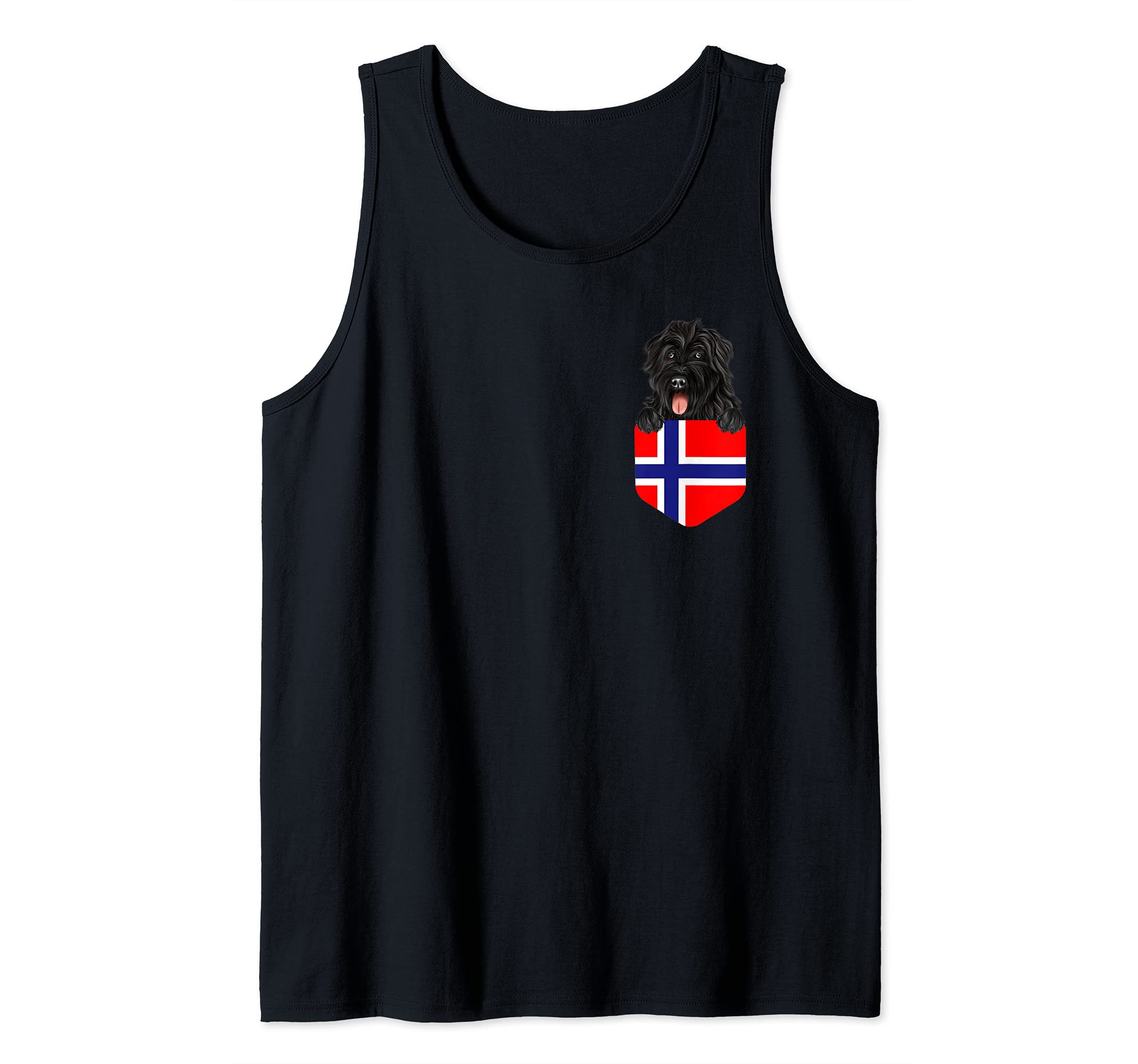 Norway Flag Bouvier des Flandres Dog In Pocket Tank Top