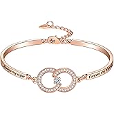 Lucphiler & Co. Christmas Gift, Engraved ‘Always My Mother/Daughter/Sister Forever My Friend’ Love Knot/Infinity Bangle Bracelet, Birthday Anniversary Valentines Xmas Jewelry Presents for Women