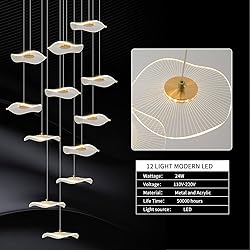 ziidoo High Ceiling Chandelier - 12-Light Dimmable