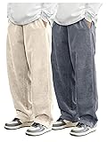 SOLY HUX Men's 2 Piece Corduroy Pants Drawstring