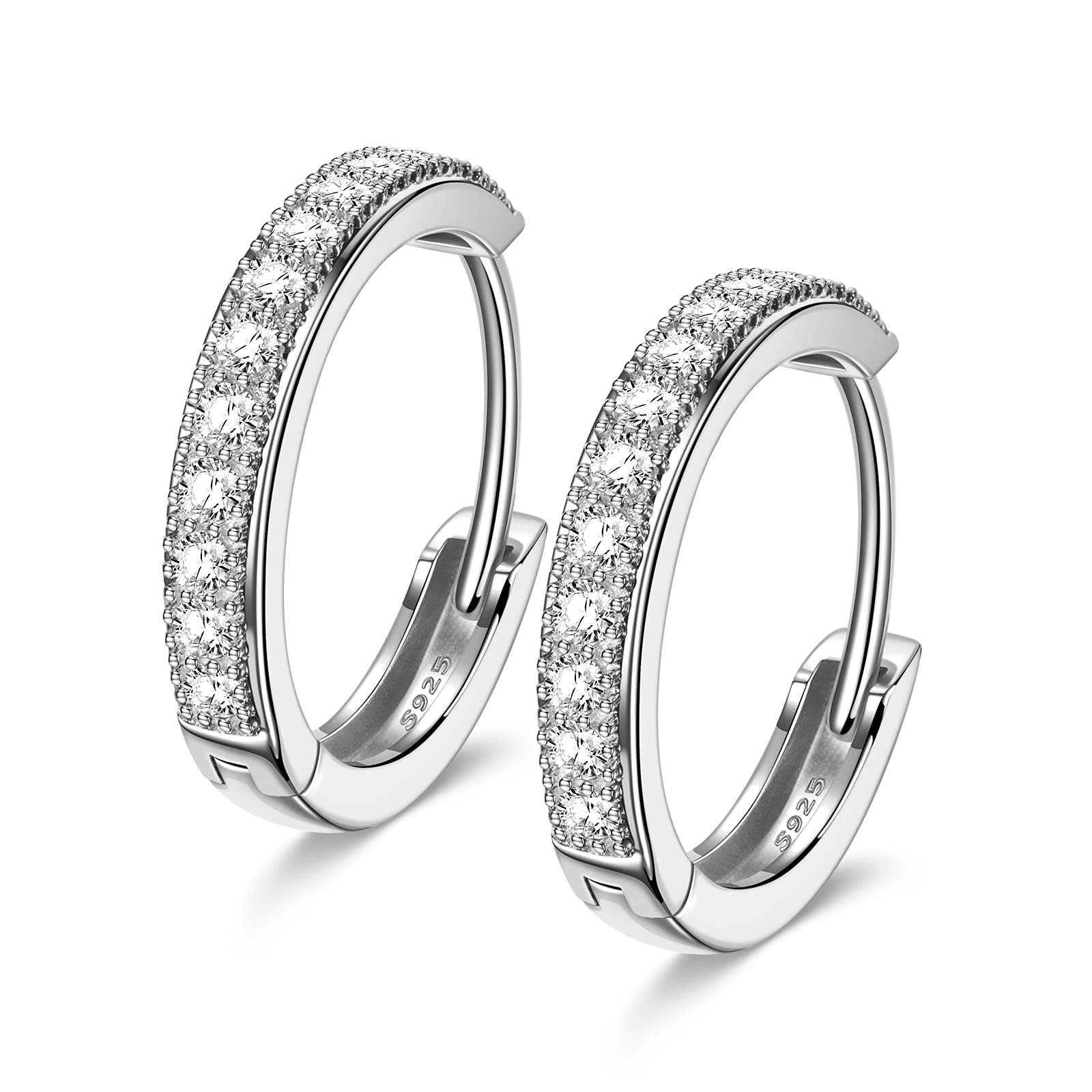 NINAMISS Silver Earrings Valentines Gifts for Women, Hoop Earrings, Presents for Women Earrings, Gold Earrings 15mm Huggie Earrings Sterling Silver, Mother's day Unique, Gifts for Her