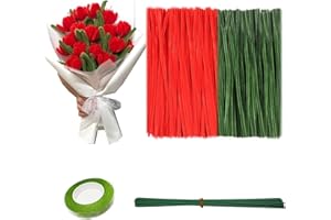 DEUXPER 200pcs Pipe Cleaners Craft Supplies, DIY Tulip Bouquet Making Kit, Chenille Stems Flower Craft Kit Fuzzy Sticks Crafting Materials Bendable Wire Bulk for Art Classroom Mother’s Day Gift (Bright-red)