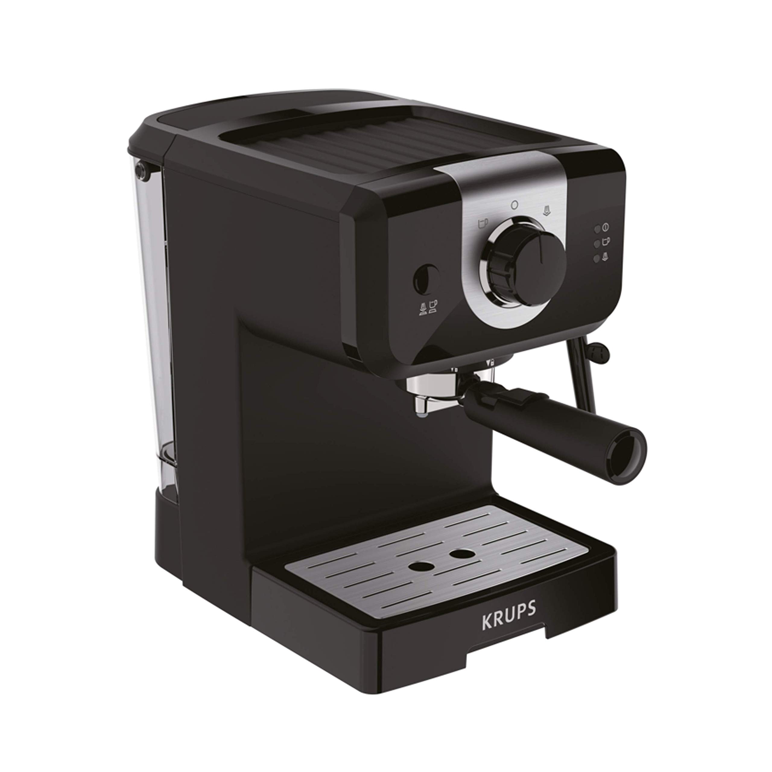 Krups Opio Steam & Pump XP320840 Espresso Coffee Machine, 1.5L, Black, Cappuccino