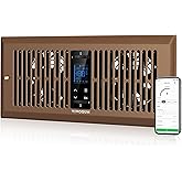 VIVOSUN Quiet Register Booster Fan for 𝟒" 𝐱 𝟏𝟎" Holes, Cooling Heating Vent Fan with 10-Speeds App Control &Adjustable Wind Direction, Thermostat Control for Bedroom, Bathroom &Attic, Brown
