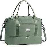 TANTOMI Travel Duffle Bag for Women Personal Item Travel Bag with Shoes Compartment, Weekender Overnight Bag Carry On Duffle Bag Tote Gym Bag for Travel, Sports, Hospital, Dance, Green