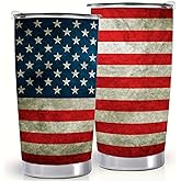 YOETTE 4th of July Patriotic Insulated USA Tumbler 20oz Stainless Steel American Flag Cup 4th July Gifts for Memorial Dad Independence Veterans Day Outdoor Travel