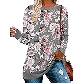 BETTE BOUTIK Women's Drop Long Sleeve Sweatshirts Casual Crewneck Tunic Tops Sweartshirts With Side Slits S-3XL