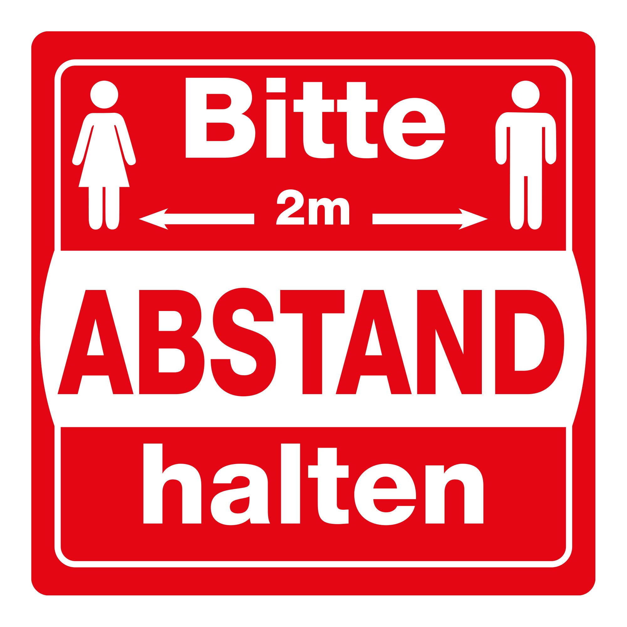 Floor Sign/Notice Sign/Floor Marking as Guide System "Bitte 2.0 Meter Abstand halten" (30 x 30 cm) Non-Slip - Safety Sign