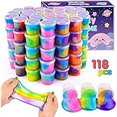 118 Pack Slime Party Favors Kit, Mini Galaxy Bulk Slime Stretchy Stress Relief for Kids, Soft Putty DIY Toy, Girls and Boys Classroom Supplies, Birthday, Goodie Bag Stuffers Advent Calendar