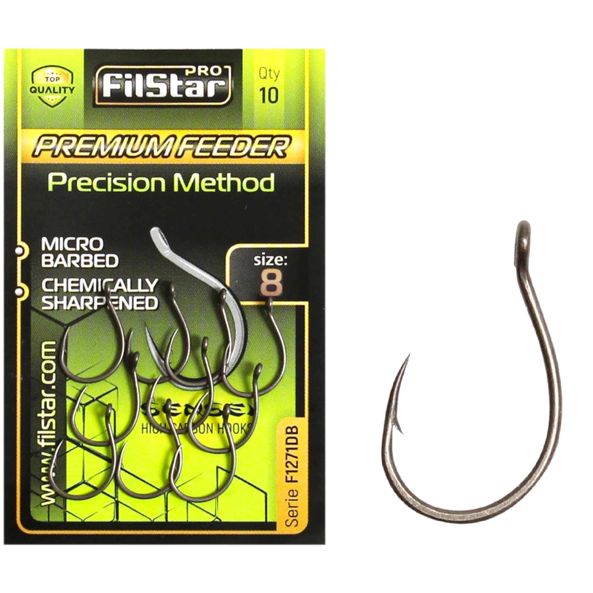 PRO Filstar PRO FILSTAR Pack of 10 Fishing Hooks Set N8 - Premium Method Feeder - Carp Fishing Hooks - Carp Fishing Accessories - Pop Up Boilies Carp Hooks - Carp Fishing Hooks - Fishing Accessories C