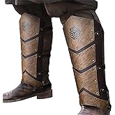 HiiFeuer Medieval Faux Leather Leg Gaiters, Vintage Middle Ages Knight Leg Armor, Mercenary Leg Guards for LARP