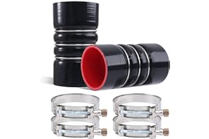 Ailbiuko 2PCS Silicone CAC Charge Air Cooler Hump Hose Boot Set 3" x 6" with stainless steel T Bolt Clamp, Air Intake and Intercooler Hose Kit,3 inch ID Black