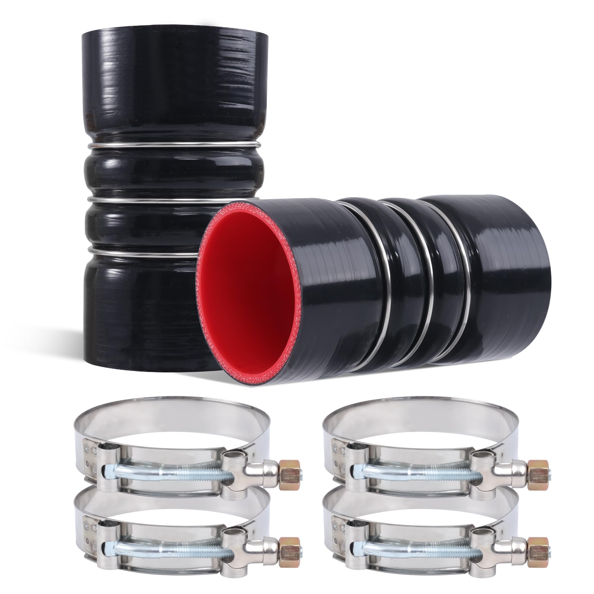 Photo 1 of Ailbiuko 2PCS Silicone CAC Charge Air Cooler Hump Hose Boot Set 3" x 6" with stainless steel T Bolt Clamp, Air Intake and Intercooler Hose Kit,3 inch ID Black