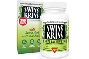 Swiss Kriss Herbal Laxative Tablets, Natural Laxatives for Constipation Relief, Senna Laxative, 250 Tablets