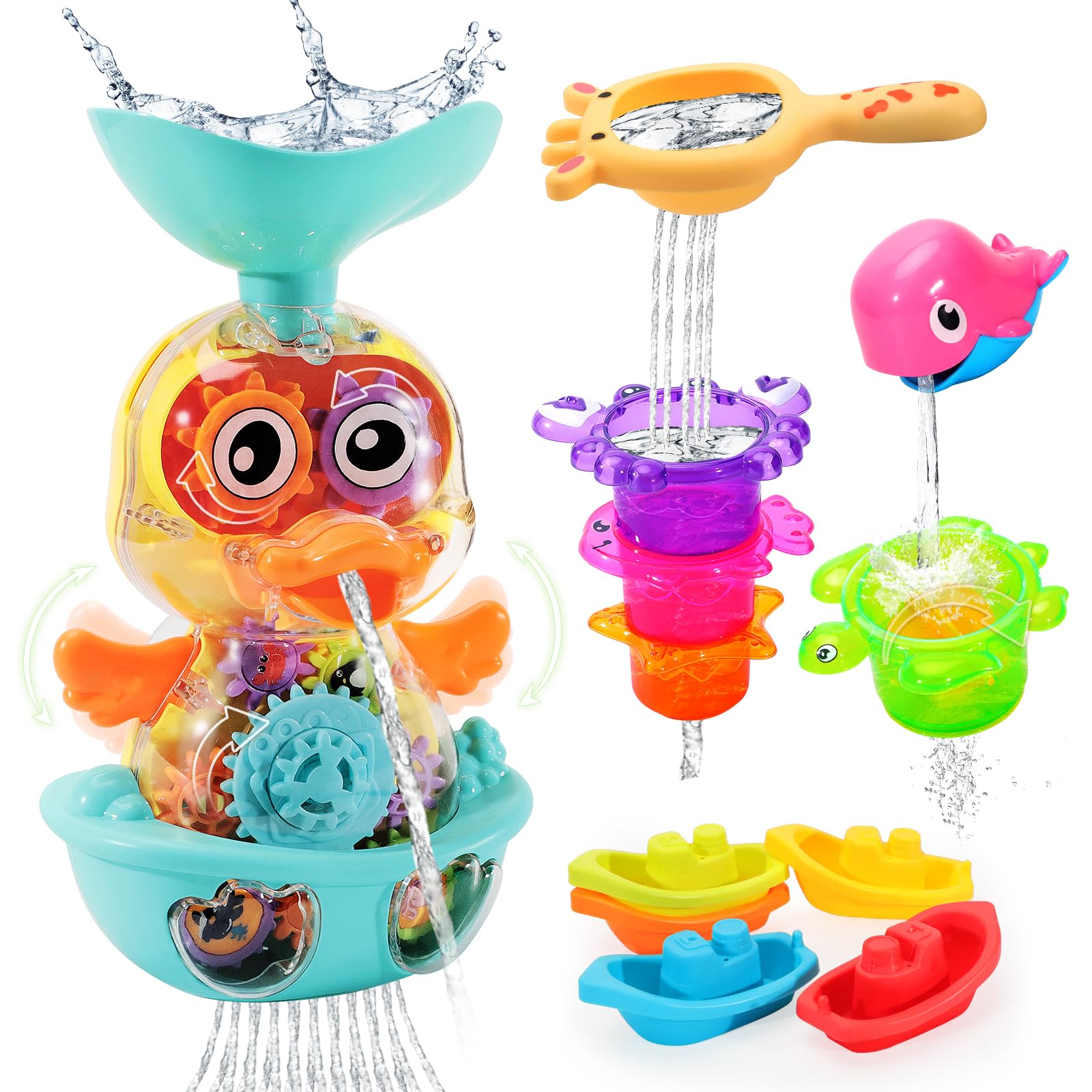 Photo 1 of Ella Dream Bath Toys for 12 24 36 Months Babies, Bathtub Toys for Toddlers Kids Ages 1-3, 4-8, Waterfall Bath Toys for Boys and Girls, Small