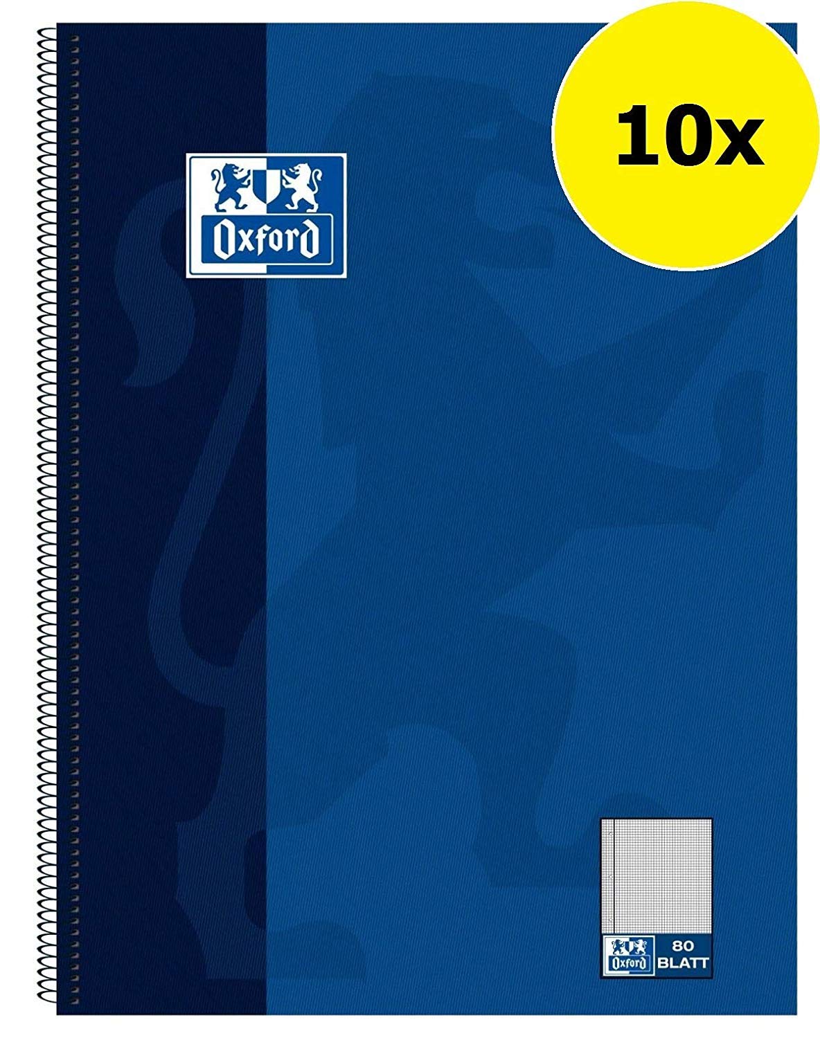 Oxford College Notepad School A4 Squared with Double Margin, 80 Sheets Ruling - Squared with Margin Left Pack of 10 Dark Blue