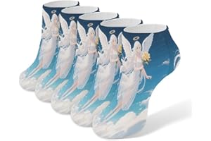 VstaDank White Haired Angel Socks Unique Ankle Socks for Men Women Athletic Non Slip Sock No Show Low Cut Casual Sock