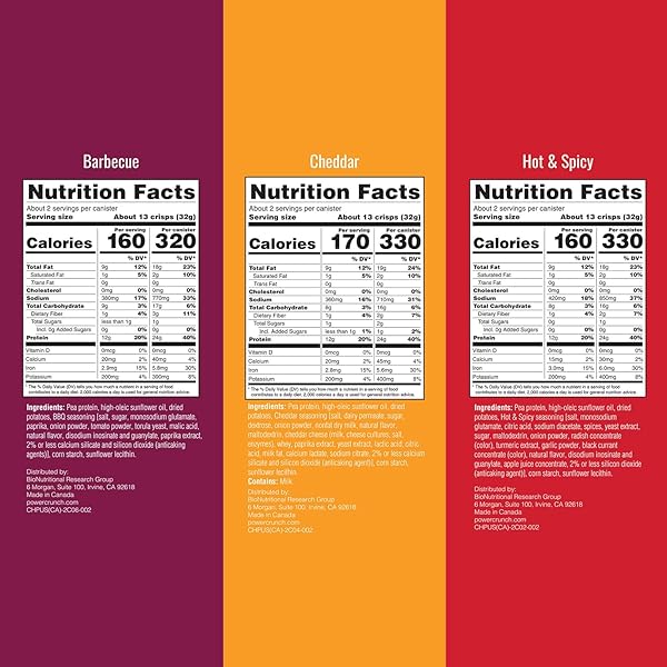 POWER CRUNCH PROTEIN CRISPS VARIETY PACK, CHEDDAR, HOT & SPICY, BBQ, A POTATO STYLE PROTEIN CHIP SNACK, 12G OF PROTEIN, 1.05 OUNCES PER SERVING (2 OF EACH FLAVOR)
