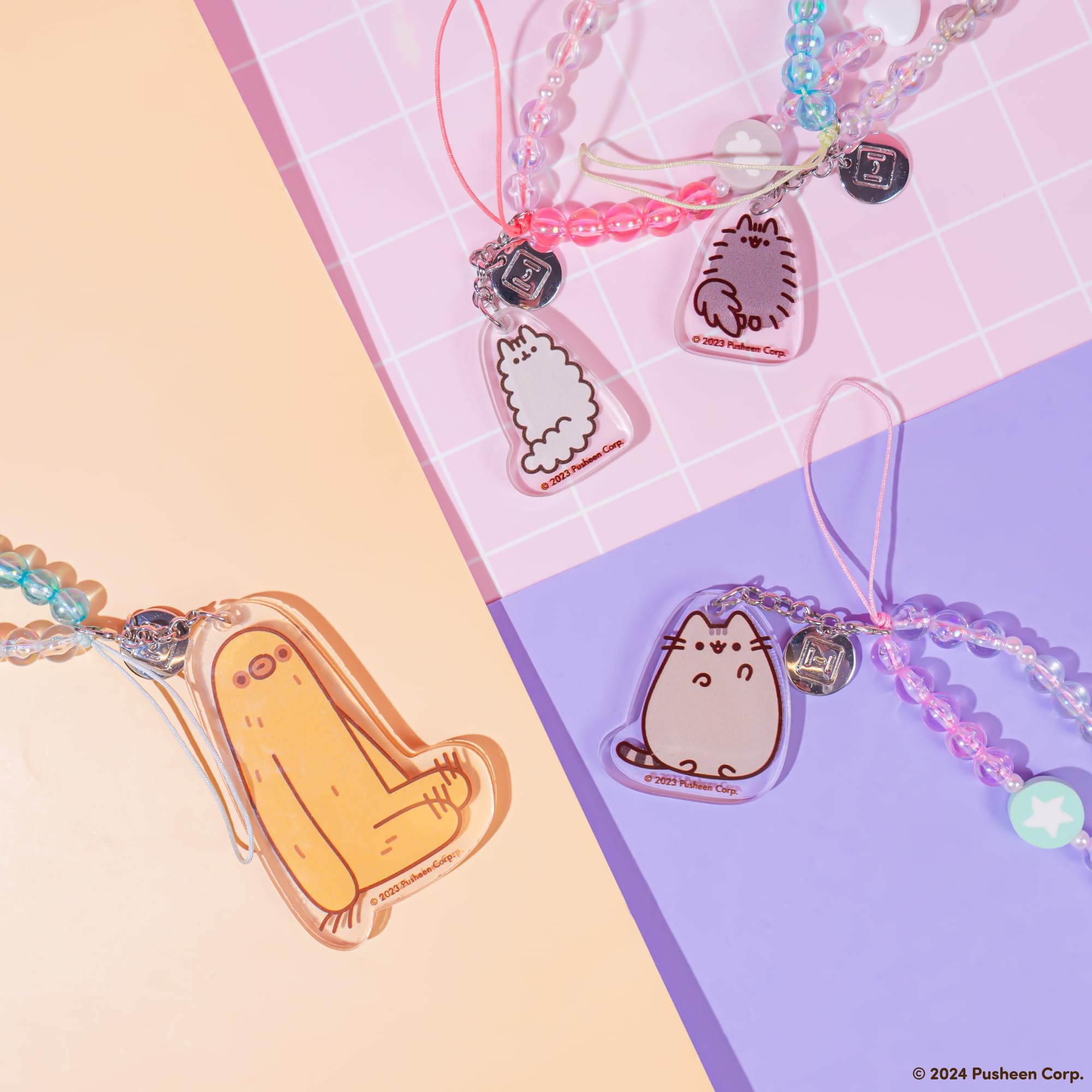 iFace Pusheen the Cat Beaded Wristlet Universal Charm Strap - Wrist Strap for Cell Phone Camera Keys AirPods