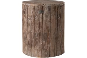 Balkene Home 62420 Elyse Round Rustic Garden Stool Wood Outdoor Seating & End Table Portable Adaptable Outdoor Furniture Ideal for Entertaining, Gardening & Decor - Seasoned Patina Finish