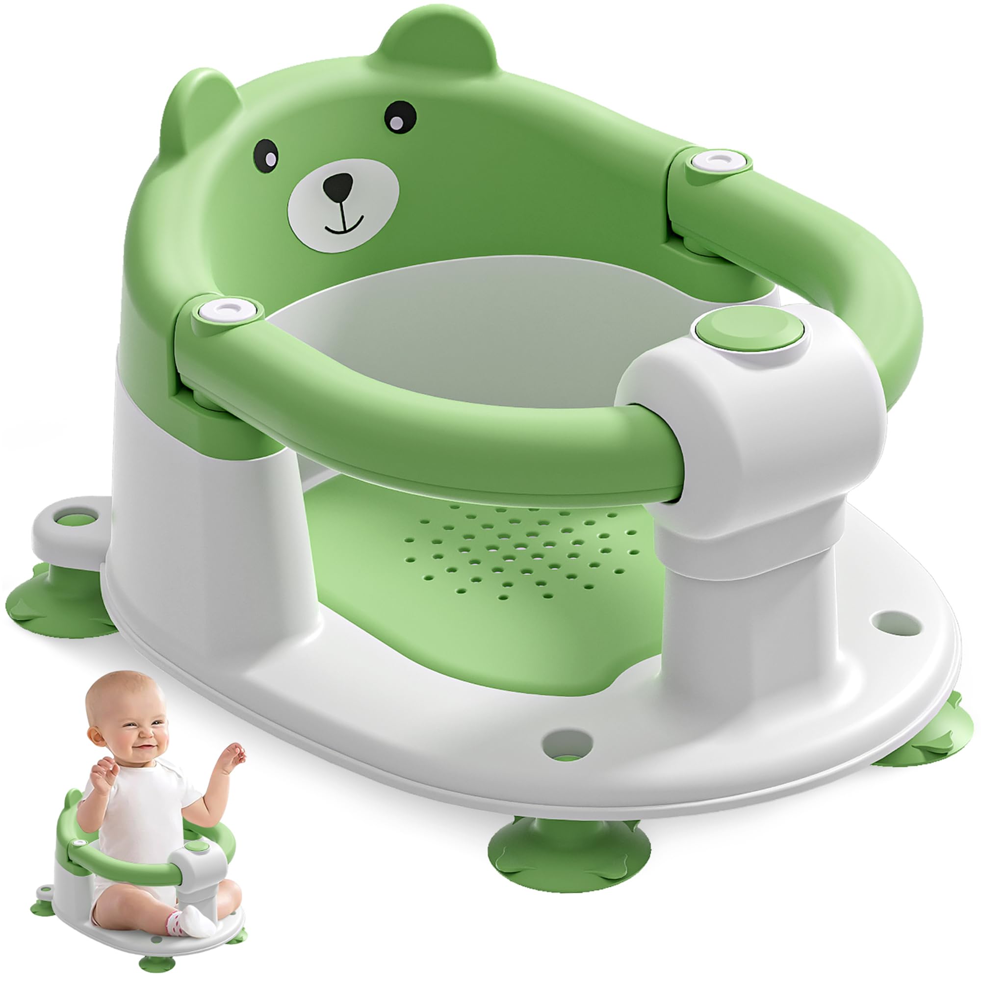 Photo 1 of Baby Bath Seat for Babies 6 Months & up, Non-Slip Toddler Bath Seats for Babies Sitting Up, Safe Infant & Newborn Bathtub Chair with 4 Suction Cups & Soft Cushion for Shower,Gray