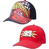 Disney Pixar Cars Lightning McQueen 2-Piece Kids Baseball Cap Set, Adjustable Cotton Dad Hats with Curved Brim for Boys, Multi, One Size