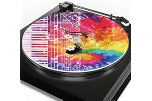 GLENLCWE Tie Dye Music Notes Piano Keyboard Turntable Platter Mat Slipmat Anti-Static for 12 Inches LP Vinyl Record Player 3mm Turntable Mat, Reduce Noise and Dust Enhance Sound Quality