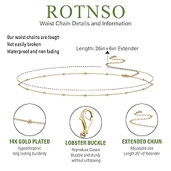 Rotnso 14K Gold Plated Body Chains Dainty Boho