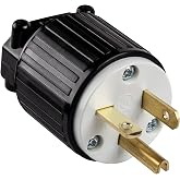 ENERLITES NEMA 6-20P Straight Blade Plug, Male Cord Ends, Black | 20A 250V, 2-Pole 3-Wire Grounding, Industrial Grade heavy duty, UL Listed