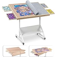 Lavievert 1500 Piece Tilting Puzzle Table with 4 Drawers, Rotating Jigsaw Puzzle Board with Cover, Height & Angle Adjustment 