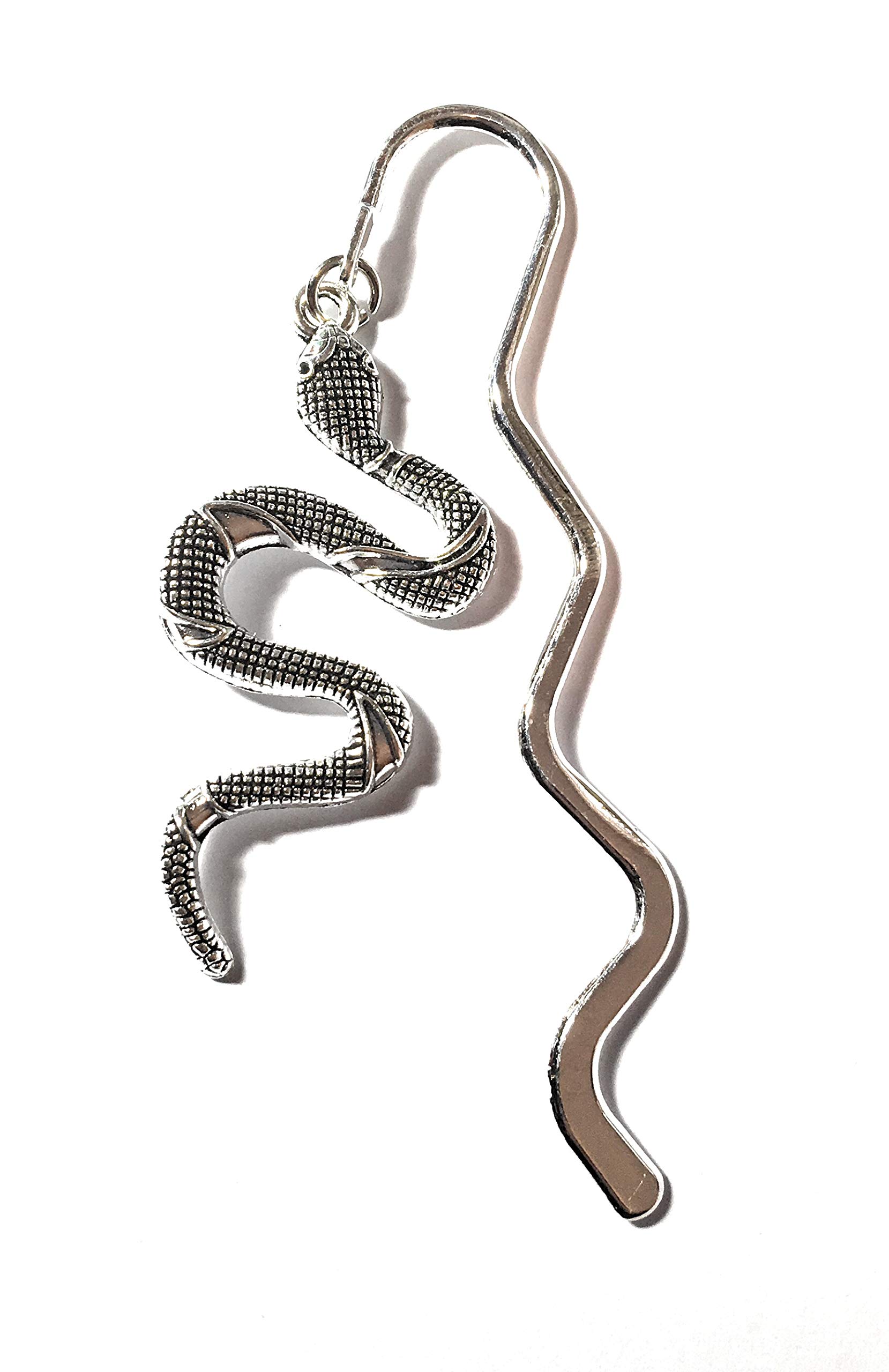 FizzyButton Gifts Silver Tone mini Bookmark with Silver Tone Snake Charm, in Gift Bag