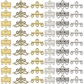 PH Pandahall 84pcs 3 Style Layer Clasp Gold Silver Necklace Connector Chandelier Layer Clasp Tibetan Alloy Multi Strand Components with 4 Hole for Layered Bracelet Necklace Jewelry Craft