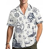 Funny Hawaiian Shirt for Men Print Aloha Short Sleeve Button Down Shirt for Beach Party