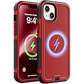 Follaroma for iPhone 14 Case, Compatible with MagSafe, Heavy Duty Shockproof Protective Phone Case, Anti-Drop Protection, Dual Layer Magnetic Phone Cover for iPhone 14, 6.1", Red