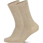 LMHCISO Mens Bamboo Rayon Dress Socks,Mid Calf,Moisture Wicking,Anti-Odor,Durable White Crew Socks for Men Size 10-13