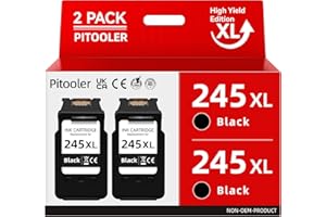 Pitooler for Canon 245XL Black Ink Cartridge Compatible for Canon Printer Ink PG-245 XL Compatible for Pixma TS3420 TR4520 MX