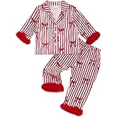 Kuriozud Toddler Girl Easter Pajamas Bunny/Eggs Feather Trim Button Down Tops Pants Cute Little Girls Sleepwear Satin Pjs Set