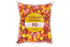 CHAIN & JO SWEETS Strburst Original Fruit Chews 1 Pound Approx 90 Pieces - Bulk Candy Individually Wrapped- Orange, Strawberry, Cherry, Lemon