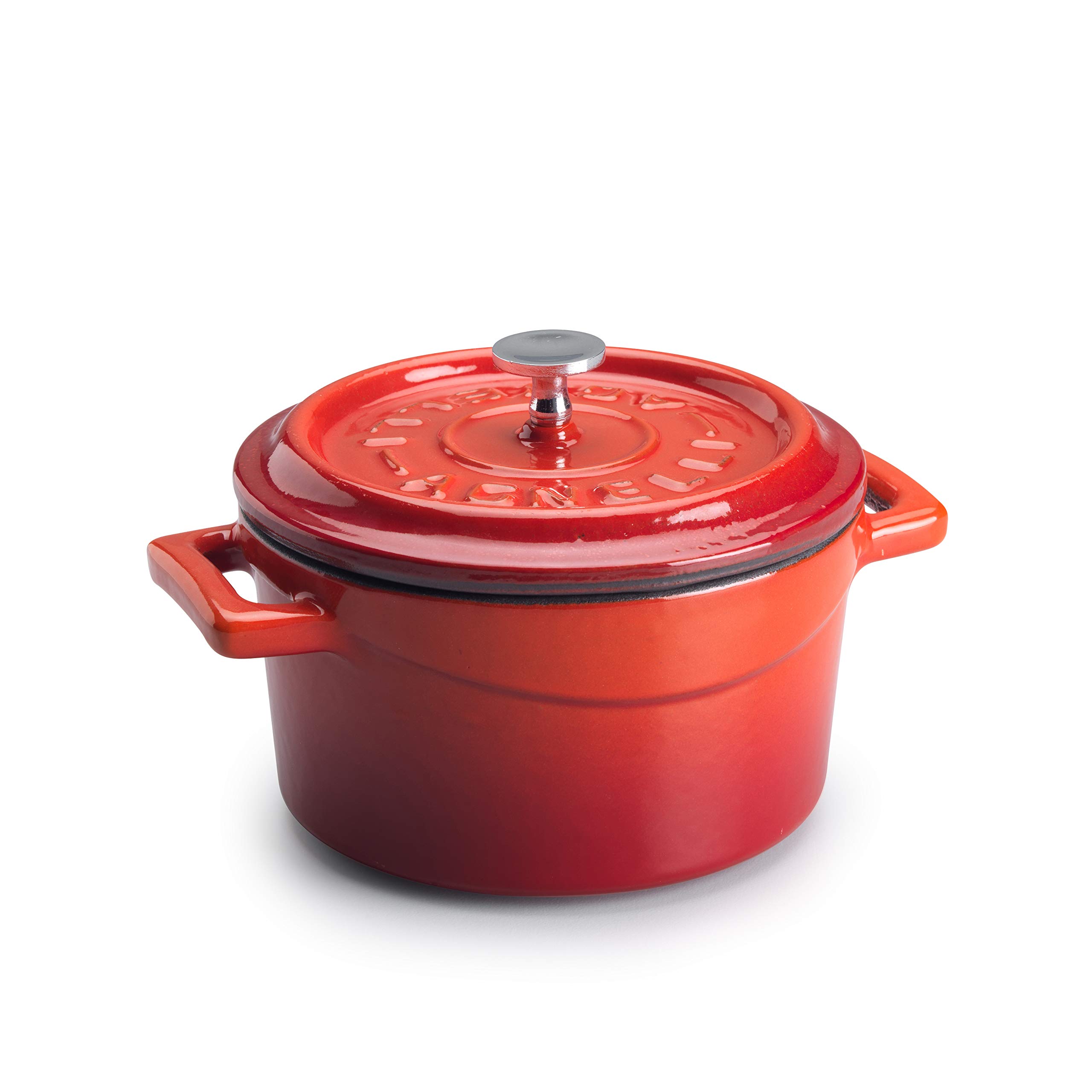 Pentole Agnelli COGHSRP10410R Slowcook Casserole with Handles and Lid, Cast Iron, Red, 0.36 L