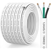CONEPY 12 Gauge Marine Wire, 12/3 Triplex Marine Grade Cable, IP68 Waterproof/Oxygen-Free Tinned Copper Stranded PVC 12 AWG Wire for Boat, Automotive, RV, Solar, LED Strips (30FT)
