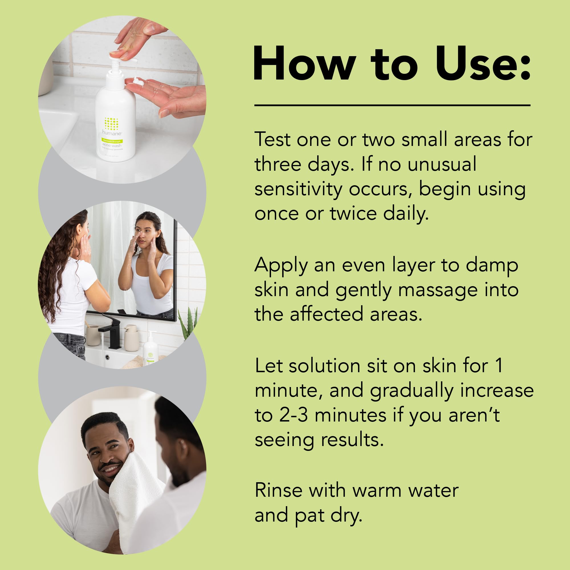 humane Benzoyl Peroxide Acne Body Wash - 10% Maximum-Strength Face, Skin, Butt, and Back Acne Treatment - 8 Fl Oz - Dermatologist-Tested Non-Foaming Acne Face Wash Cleanser - Vegan, Cruelty-Free