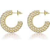 FRUMOS 18K Gold Plated Chunky Hoop Earrings for Women Fashion Thick Gold Hoops Set Jewelry for Birthday Christmas Gifts