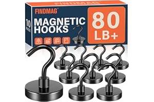 FINDMAG Magnetic Hooks Heavy Duty, 80lb+ Strong Magnetic Hooks for Cruise Cabins, Heavy Duty Magnets with Hook for Refrigerator, Black Magnet Hook for Classroom Kitchen Home 2026 Cruise Essentials