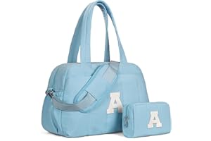 Vogewood Gifts for Girls 8-12-Duffle Bag, Weekender Bags for Girl，Holiday Gifts-Initial Overnight Bag with Wet Pocket，Lightweight Dance Bags Personalized Gymnastics bag with Makeup Pouch